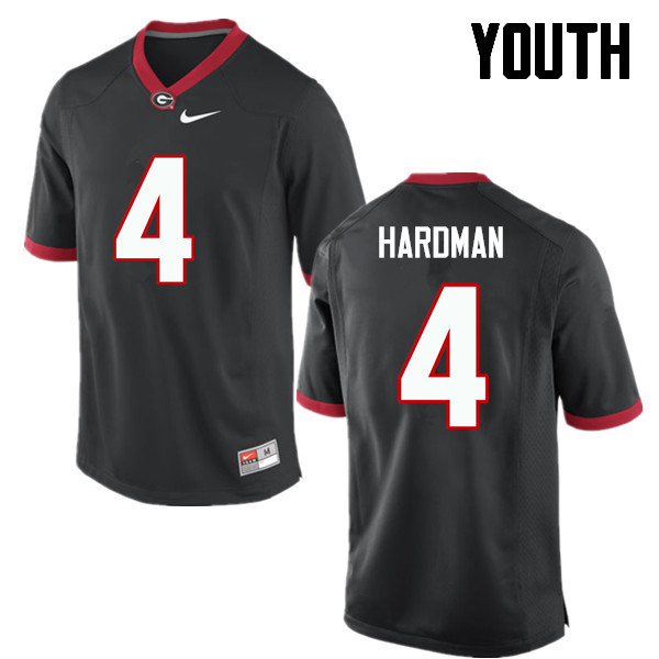 Youth Georgia Bulldogs #4 Mecole Hardman College Football Jerseys-Black - Click Image to Close
